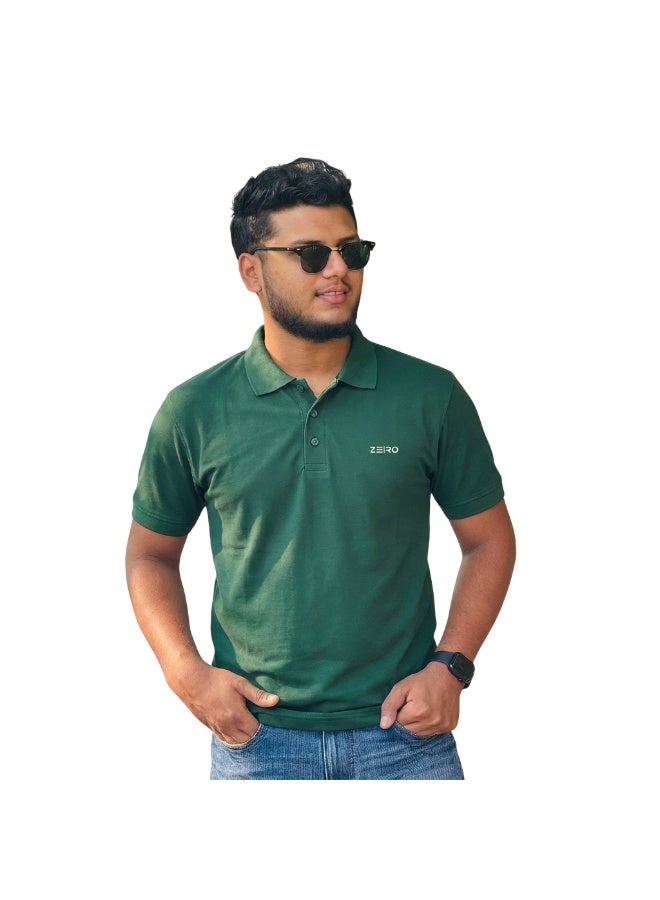 ZE|RO Men’s Slim Fit Collar Polo T-Shirts - Army Green - Image 2