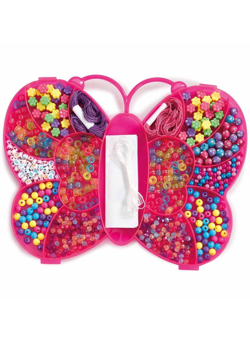 Addo Out To Impress Butterfly Bead Case | Jewellery Making Kit | Friendship Bracelet | Alphabet Beads | Crystal Beads | Customize Your Jewellery | Arts & Craft | DIY Craft Kit | Do it Yourself | Educational & Learning | Creative Gift for Kids and Adults - Image 1