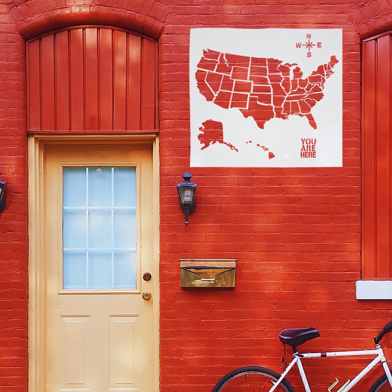 1PC DIY American Elements Map Hollow Spray Template Painting Stencil for Painting Wall Wood Paper Fabrics (US Map 30x30cm) - Image 5