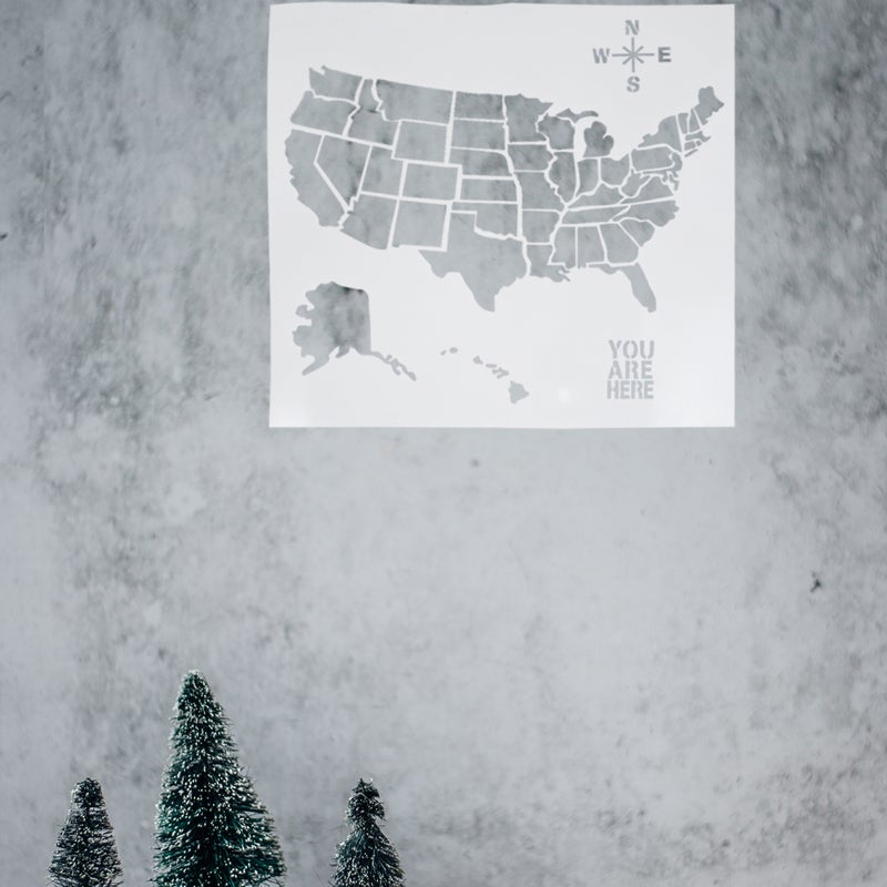 1PC DIY American Elements Map Hollow Spray Template Painting Stencil for Painting Wall Wood Paper Fabrics (US Map 30x30cm) - Image 2