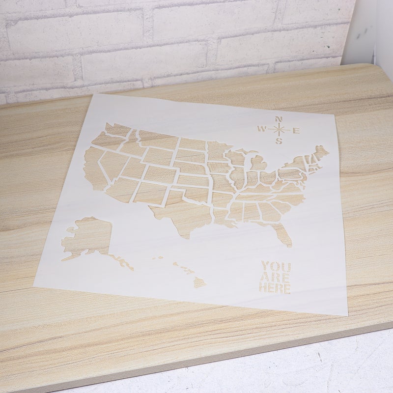 1PC DIY American Elements Map Hollow Spray Template Painting Stencil for Painting Wall Wood Paper Fabrics (US Map 30x30cm) - Image 4