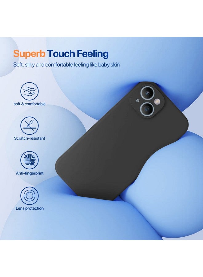 ميراكيس جراب Miracase مصمم لهاتف iPhone 14 Plus مع واقي شاشة، [حماية محسنة للكاميرا]، جراب سيليكون سائل مقاوم للصدمات مع بطانة من الألياف الدقيقة، 6.7 بوصة (أسود) - Image 2