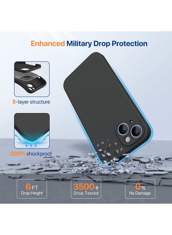 ميراكيس جراب Miracase مصمم لهاتف iPhone 14 Plus مع واقي شاشة، [حماية محسنة للكاميرا]، جراب سيليكون سائل مقاوم للصدمات مع بطانة من الألياف الدقيقة، 6.7 بوصة (أسود) - Image 3