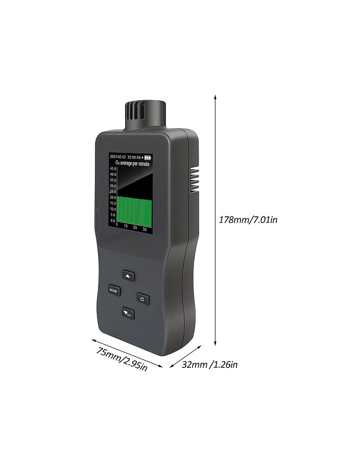Handheld Digital Oxygen Detector Air Oxygen Concentration Alarm Value USB Rechargeable Portable O₂ Content Tester 2.8-inch TFT Full Color LCD Screen Oxygen Meter