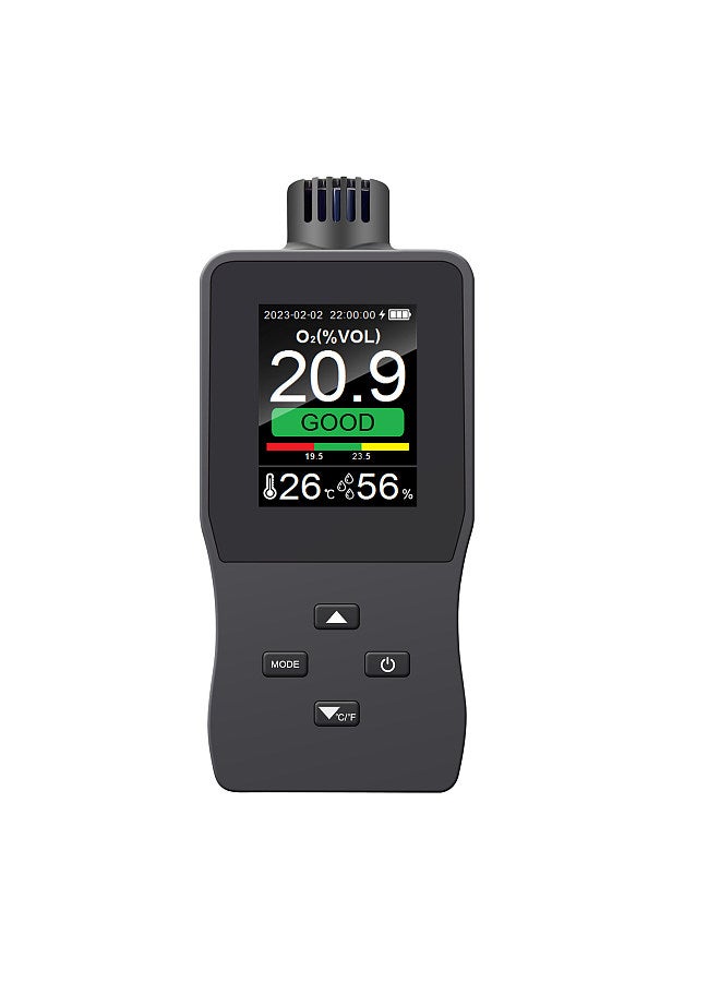 Handheld Digital Oxygen Detector Air Oxygen Concentration Alarm Value USB Rechargeable Portable O₂ Content Tester 2.8-inch TFT Full Color LCD Screen Oxygen Meter