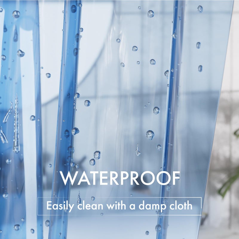 AmazerBath Shower Curtain Liner, 72x72 Transparent Blue Shower Curtain Liner, Lightweight Plastic Shower Curtain Liner, Cute Waterproof Shower Liner for Bathroom with 3 Magnets and 12 Grommet Holes - Image 4