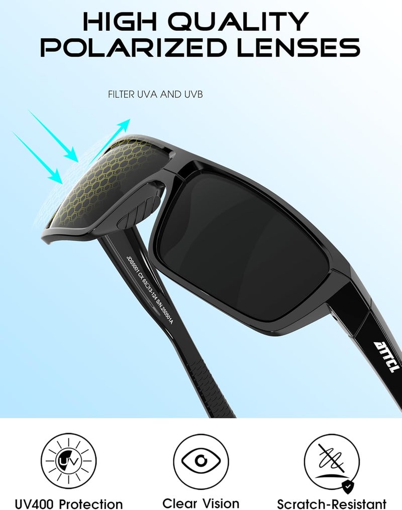 ATTCL Polarized Sunglasses Men for Fishing: UV Protection Lightweight TR90 Sports Wrap Sun Glasses Driving Golf Running - Image 4