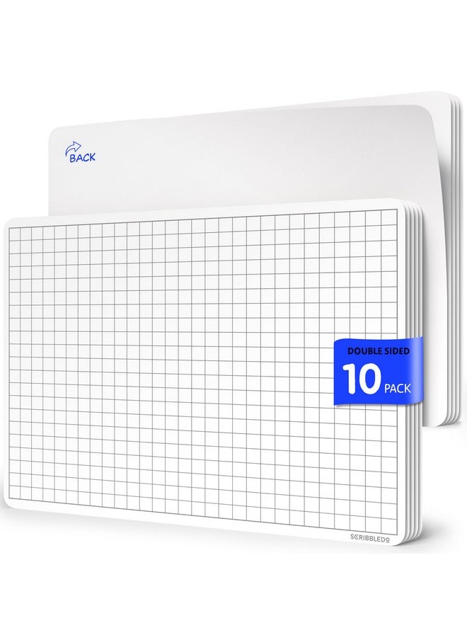 Scribbledo Grid Dry Erase Sheets 9”X12” Math Practice Small White Board Sheets Math Manipulatives Quad Graph Whiteboard Sheets Math Supplies Homeschool Teacher Students Classroom Pack Of 10  - Image 1