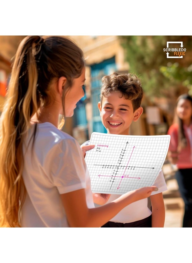 Scribbledo Grid Dry Erase Sheets 9”X12” Math Practice Small White Board Sheets Math Manipulatives Quad Graph Whiteboard Sheets Math Supplies Homeschool Teacher Students Classroom Pack Of 10  - Image 5