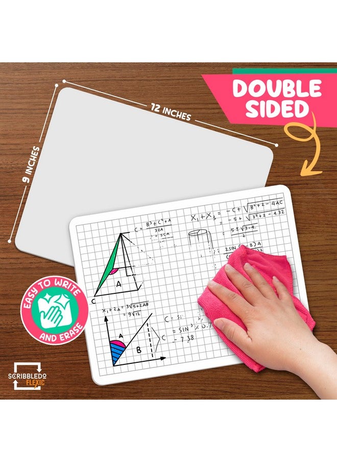 Scribbledo Grid Dry Erase Sheets 9”X12” Math Practice Small White Board Sheets Math Manipulatives Quad Graph Whiteboard Sheets Math Supplies Homeschool Teacher Students Classroom Pack Of 10  - Image 2