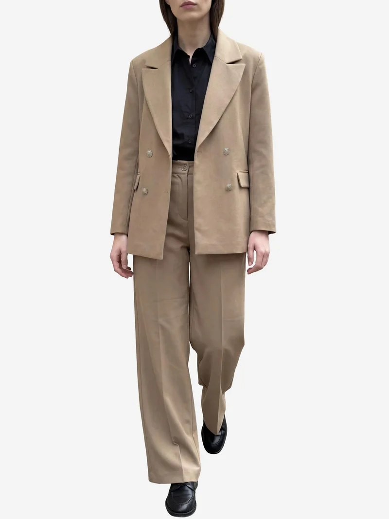 MY FASHION Camel Brown MY FASHION Buttoned Blazer Jacket for Women | Best Price UAE