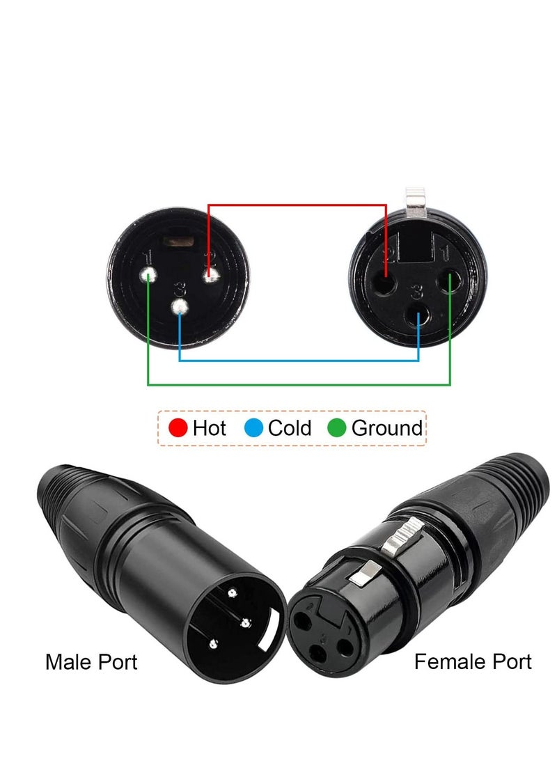Excefore 10 قطع من موصلات XLR، 5 موصلات XLR للميكروفون من الذكور و5 موصلات XLR للميكروفون من الإناث، 3 دبابيس ميكروفون منخفض الضوضاء للغاية ومقبس صوت عالي التوصيل  - Image 2