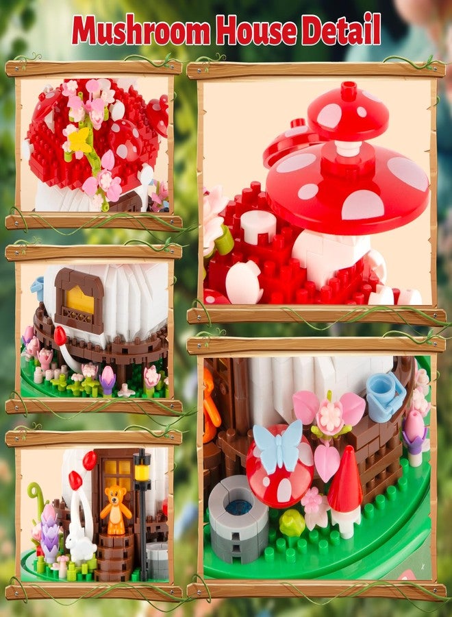 Vziimo Mushroom House Building Set, Creative Mushroom Flower House Model Kits with Dust Cover, 645PCS Micro Bricks Collectible Ideals Gifts for Adults 14+ - Image 3