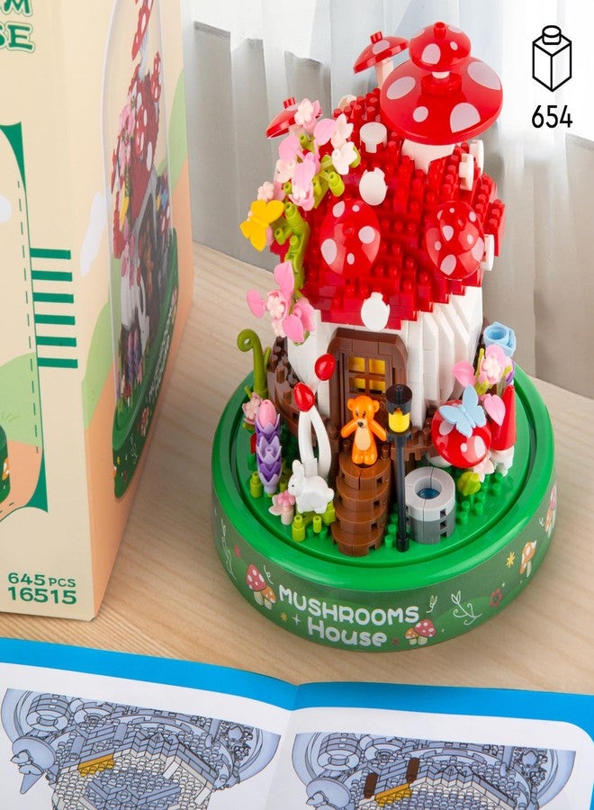 Vziimo Mushroom House Building Set, Creative Mushroom Flower House Model Kits with Dust Cover, 645PCS Micro Bricks Collectible Ideals Gifts for Adults 14+ - Image 5