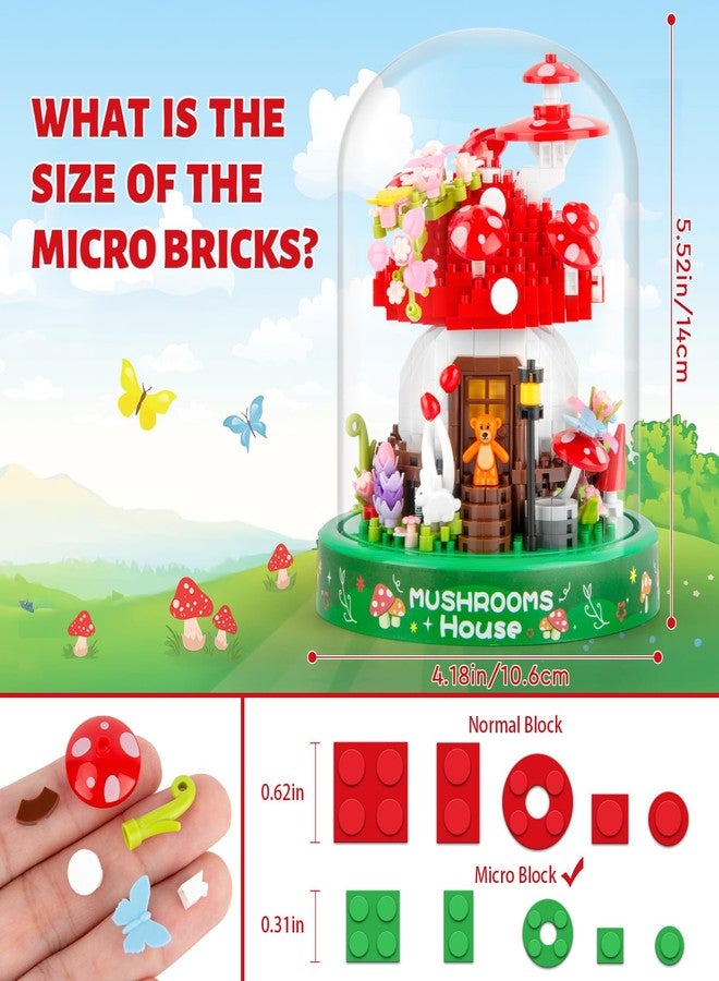 Vziimo Mushroom House Building Set, Creative Mushroom Flower House Model Kits with Dust Cover, 645PCS Micro Bricks Collectible Ideals Gifts for Adults 14+ - Image 2