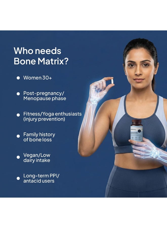 Miduty Bone Matrix – Advanced Calcium Citrate with Vitamin D3 & K2 – Chelated Magnesium, Zinc & Boron – 11-Nutrient Complete Bone Support Formula for Men & Women – 60 Capsules - Image 4