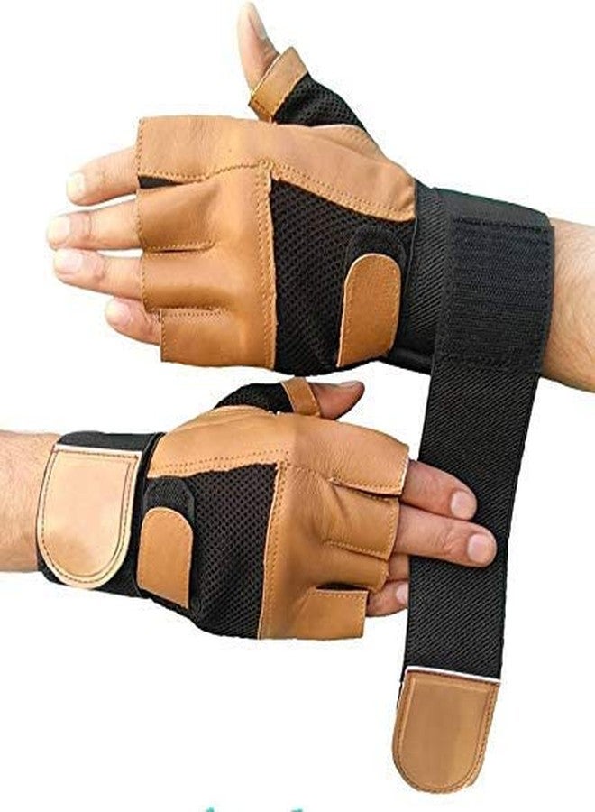DRAUSS Power Muscles Gym Gloves, Cycling Gloves, Riding Gloves, Stretchable Size for Both Men and Women, Odor-Free and Clean- Tan - Image 1