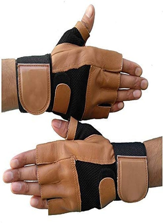 DRAUSS Power Muscles Gym Gloves, Cycling Gloves, Riding Gloves, Stretchable Size for Both Men and Women, Odor-Free and Clean- Tan - Image 2