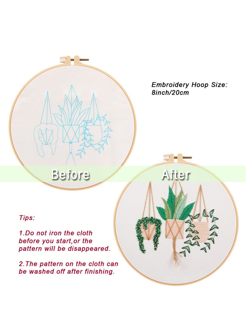3 Sets Embroidery Kit For Beginners Adults DIY Hand Embroidery Kit Include Embroidery Hoop Floss And Needles