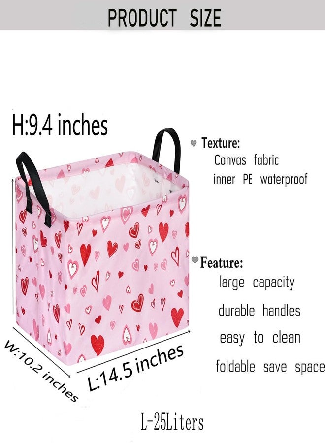 KUNRO Rectang Heart Pattern Vantine's Storage Gift Shelf Basket Clothes Storage Bin, Kids Toy Basket Organizer Box for With Handles Boy and Girls Room Deco - Image 3