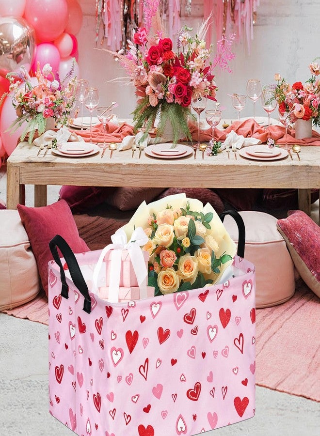 KUNRO Rectang Heart Pattern Vantine's Storage Gift Shelf Basket Clothes Storage Bin, Kids Toy Basket Organizer Box for With Handles Boy and Girls Room Deco - Image 2
