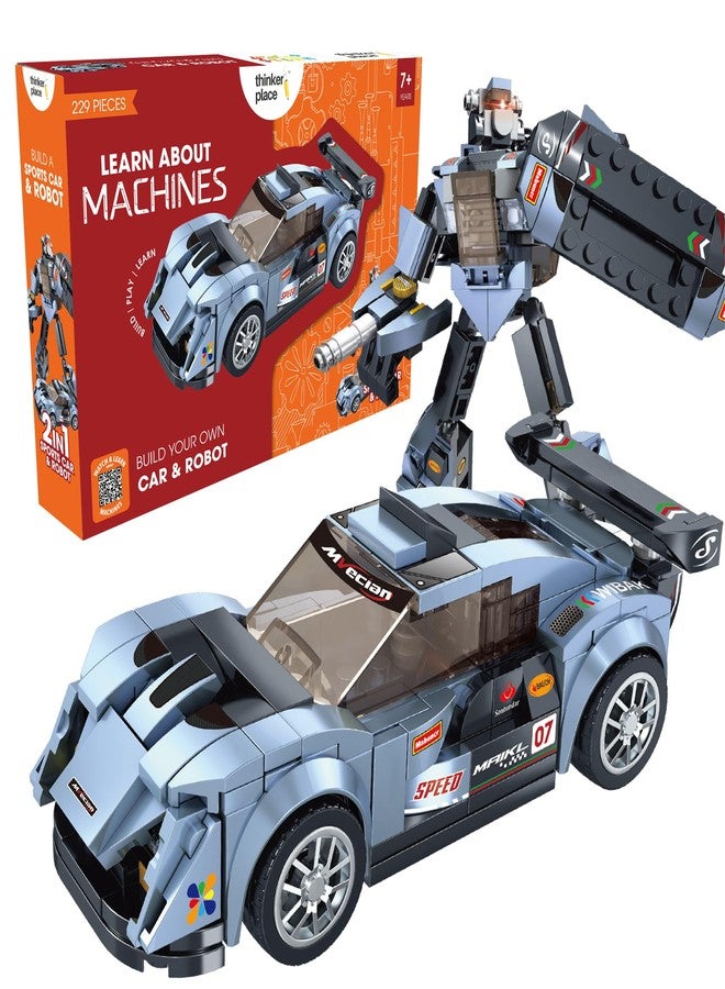 ThinkerPlace Cobalt Racer 2-in-1 Robot & Sports Car (229 Pieces) | Learn About Machines | Building Block Set for Kids Age 6+ | STEM Educational Toy | Build, Play & Learn | Science & Learning Toy - Image 1
