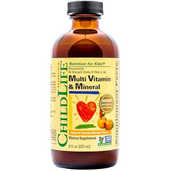 CHILDLIFE ESSENTIALS Kids Multivitamin & Mineral - Kids Vitamins, Liquid Multivitamin, Toddler Multivitamins, Liquid Vitamins, Baby Multivitamin - Natural Orange & Mango, 8 Fl Oz (Pack of 1) - Image 1