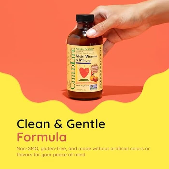 CHILDLIFE ESSENTIALS Kids Multivitamin & Mineral - Kids Vitamins, Liquid Multivitamin, Toddler Multivitamins, Liquid Vitamins, Baby Multivitamin - Natural Orange & Mango, 8 Fl Oz (Pack of 1) - Image 5