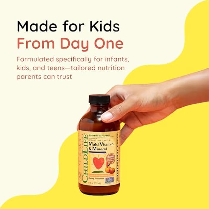 CHILDLIFE ESSENTIALS Kids Multivitamin & Mineral - Kids Vitamins, Liquid Multivitamin, Toddler Multivitamins, Liquid Vitamins, Baby Multivitamin - Natural Orange & Mango, 8 Fl Oz (Pack of 1) - Image 3