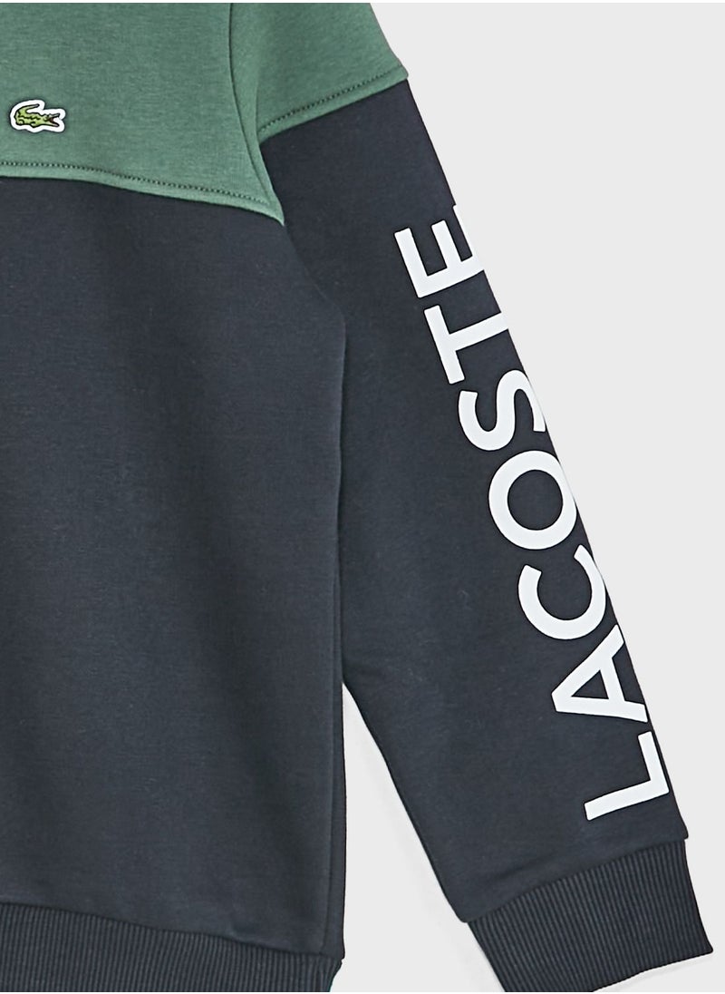 LACOSTE - Kids Color Block Side Logo Sweatshirt - Image 1