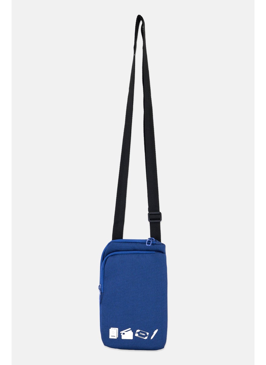 Algspar Men Graphic Printed Cross Body Bag , Blue  - Image 1
