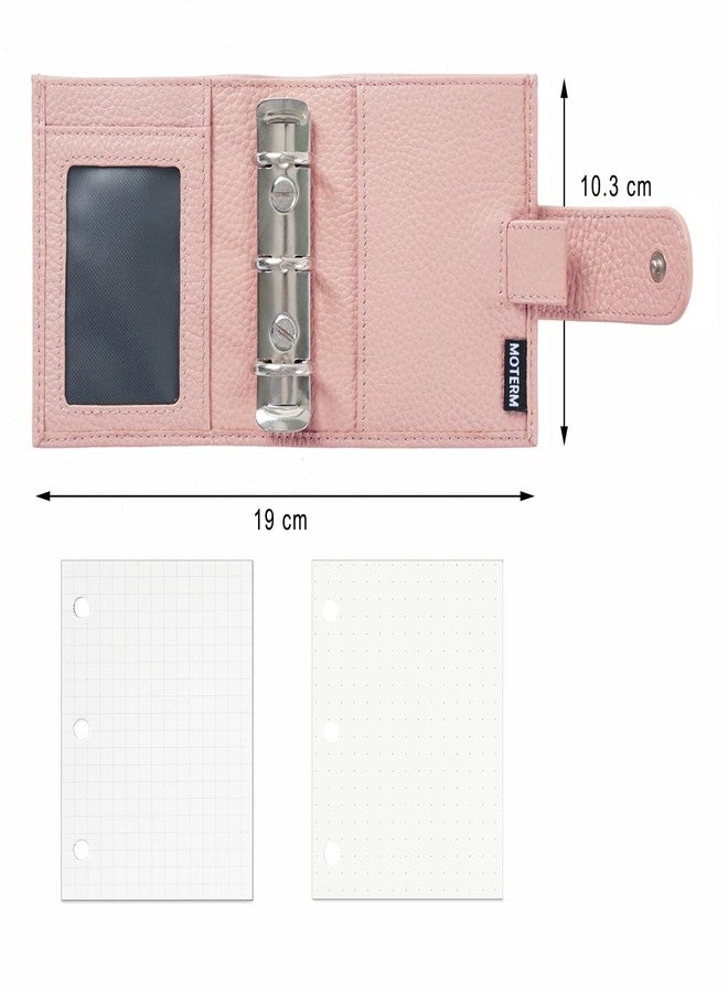 Moterm A9 Regular Rings Planner - Genuine Leather Binder Organizer Wallet (Pebbled-Dusty Rose, 19mm Ring) - Image 2