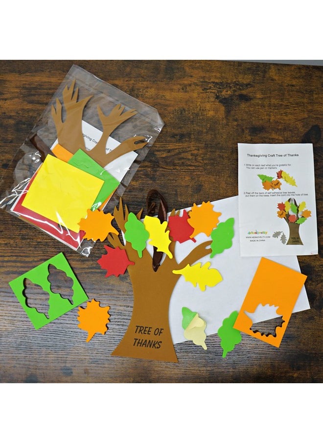 4E's Novelty 4E's Novelty Thankful Tree Craft Kit 12-Pack, Foam, Self-Adhesive - 11” Tree of Thanks, Thanksgiving Tree Craft, Ideal for Fall Crafts for Kids 4-8, Perfect Gratitude Tree Kit with Leaves to Write On  - Image 4