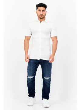 Asos Design Men Tall Fit Short Sleeve Solid Casual Shirt, White  - Image 4