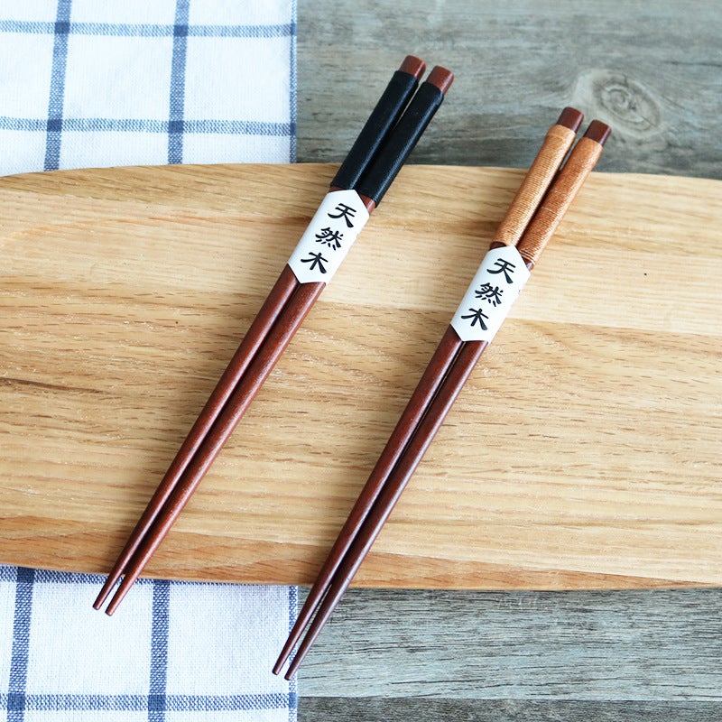 Japanese Wind Wooden Chopsticks Anti-Slip Tip Beech black line [independent opp packaging]] 