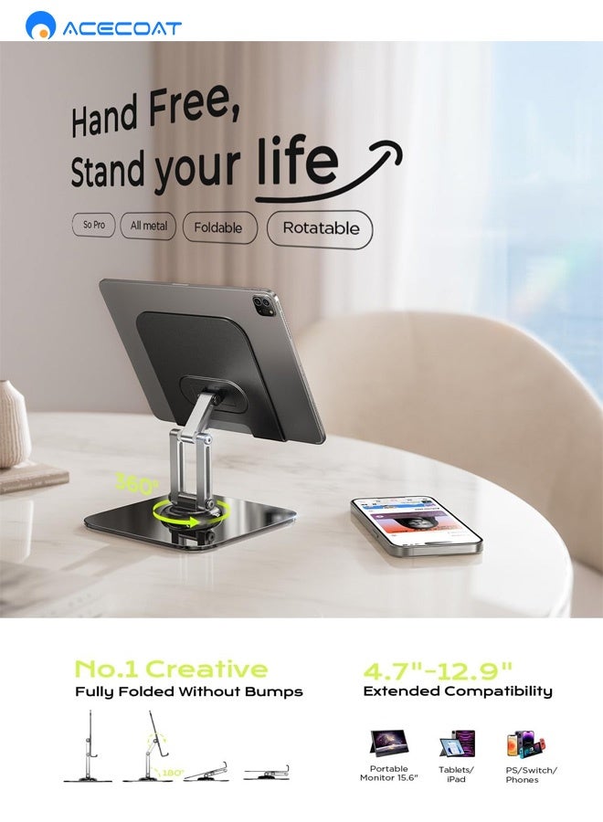 ACECOAT for iPad Stand Holder Adjustable Tablet Stand for Desk, 2025 for iPad Accessories Rotating Display Stand PC Office Accessories for Desk Women Kindle Table Mount/PS/Switch iPhone 12.9"-4.7" - Image 3