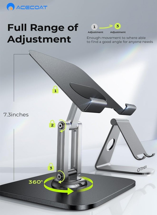 ACECOAT for iPad Stand Holder Adjustable Tablet Stand for Desk, 2025 for iPad Accessories Rotating Display Stand PC Office Accessories for Desk Women Kindle Table Mount/PS/Switch iPhone 12.9"-4.7" - Image 4