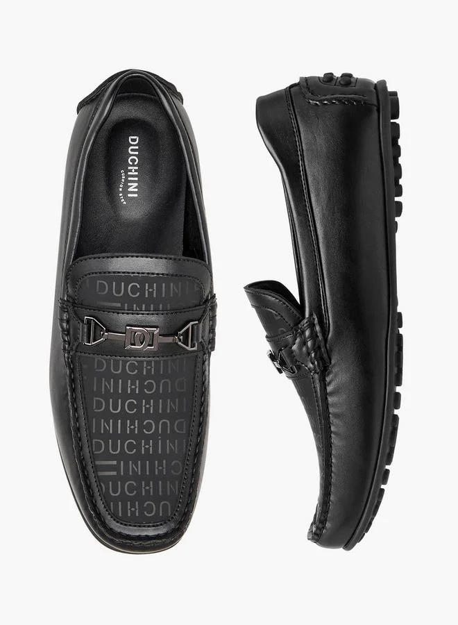 DUCHINI Men Monogram Print Slip-On Loafers