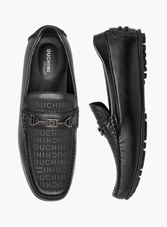 DUCHINI Men Monogram Print Slip-On Loafers - Image 3