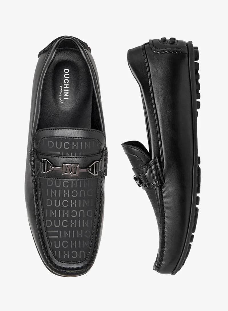 DUCHINI Men Monogram Print Slip-On Moccasins