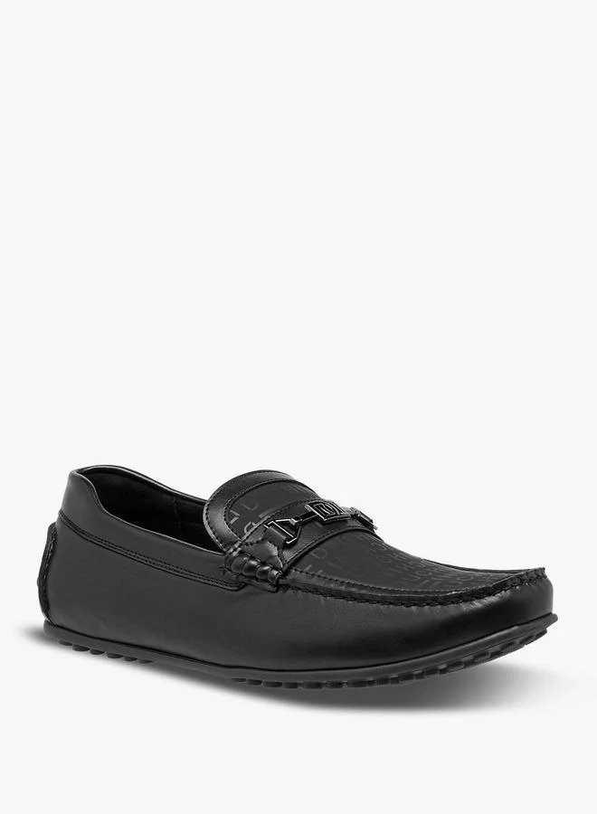 DUCHINI Men Monogram Print Slip-On Moccasins