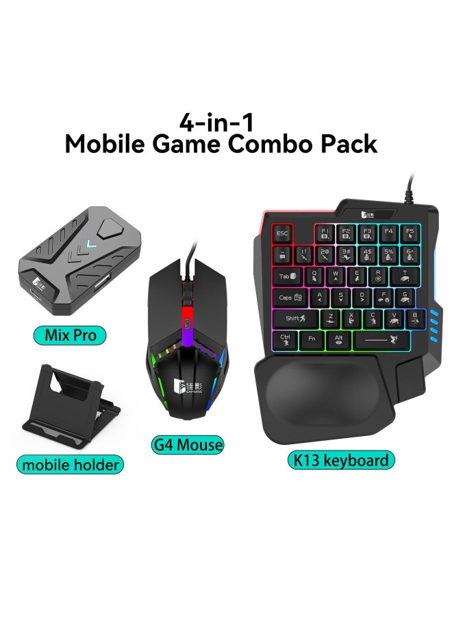 Jia Ying Mobile Phone Game Handle Keyboard Mouse Converter Throne Suit Android Chicken Eating Artifact Auxiliary Peripherals-Product Color:Mix Pro+K13+G4