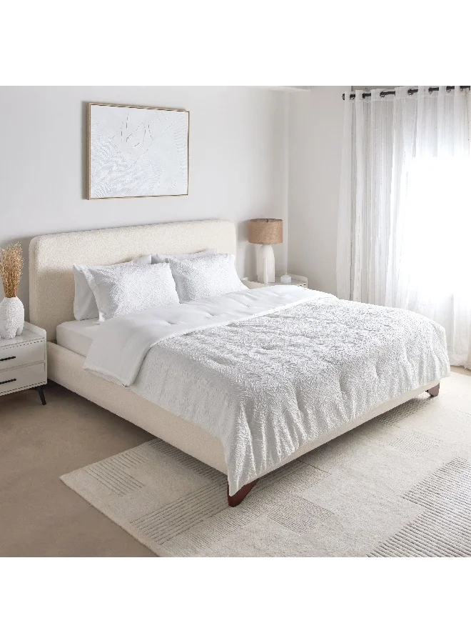 Home Box White Bliss 6-Piece Wavy Crep Microfiber BIAB King Comforter Set 240 x 220 cm