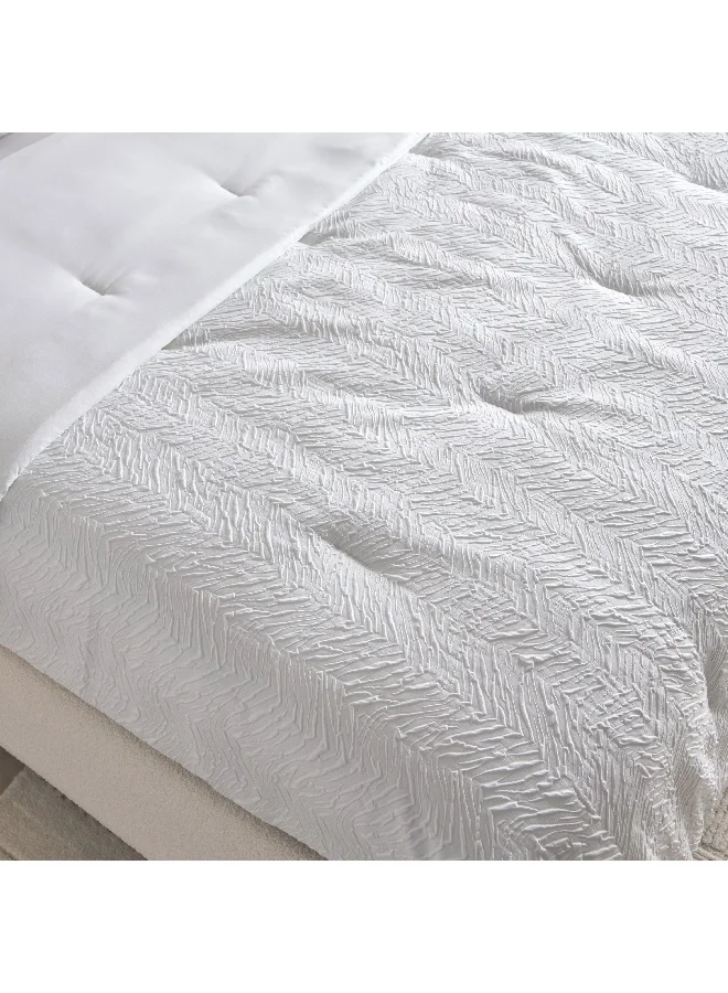 Home Box White Bliss 6-Piece Wavy Crep Microfiber BIAB King Comforter Set 240 x 220 cm
