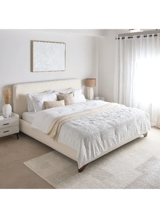 Home Box White Bliss 6-Piece Wavy Crep Microfiber BIAB King Comforter Set 240 x 220 cm