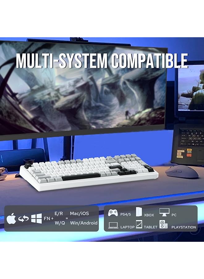 EPOMAKER X Aula F99 Wireless Mechanical Keyboard Hot Swappable Gasket Custom Gaming Keyboard With Five Layer Padding Bluetooth/2.4Ghz/Usb C 8000Mah Battery (White Grey Graywood V3 Switch) - Image 3