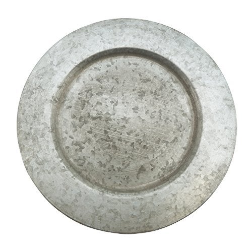 Fennco Styles Fennco Styles Sousplat Collection Vintage Matt Galvanized Metal 13 x 13 Inch Charger Plates Set of 4  Silver Charger Plates for Banquets Family Dinners Special Events and Home Dcor
