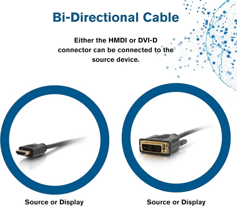 C2G Legrand - DVI to HDMI Cable, DVI-D Male to HDMI Male, Black HDMI Adapter Cable, 1 Meter (3.28 Feet) Bi-Directional Adapter Cable, 1 Count, 42514 - Image 4