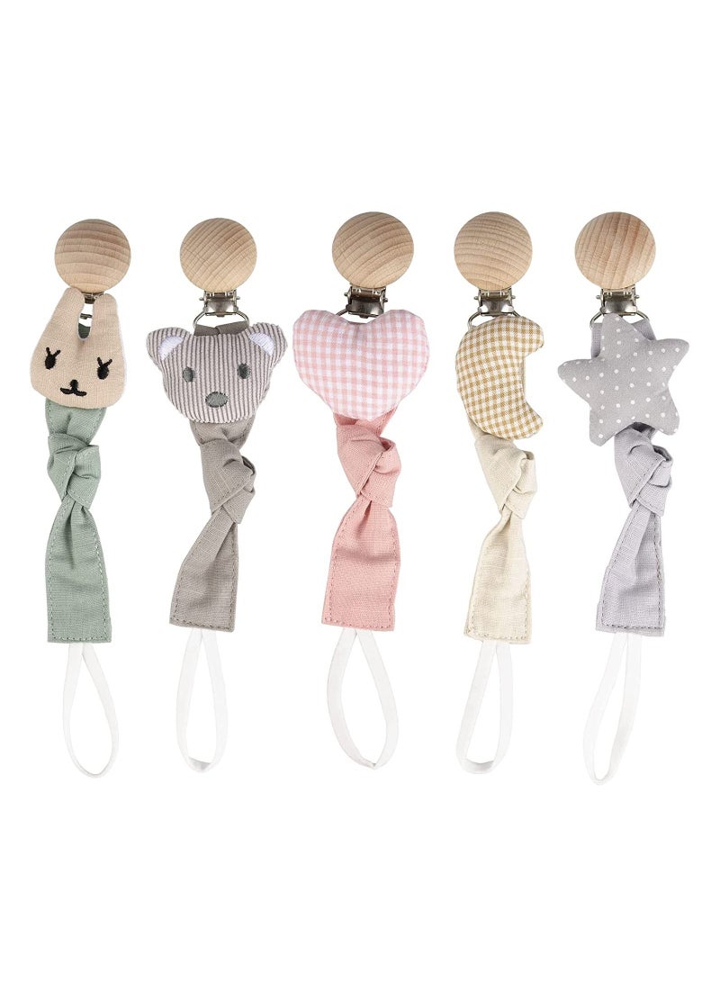 KASTWAVE Baby Pacifier Clip, Teether Toy Soothie Pacifier Holder Chewbeads, Infant Toddler Shower Gift Set Baby Boys Girls 5 pack - Image 1