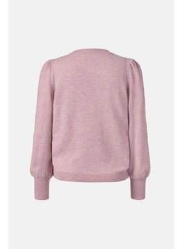 Tchibo Women Crew Neck Long Sleeve Plain Sweater, Pink  - Image 3